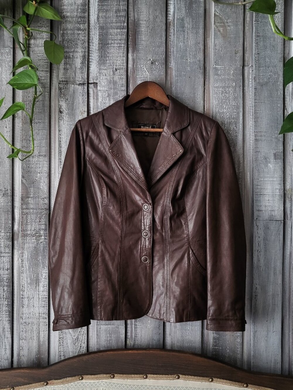 PLONGÉ Vintage Brown Leather Jacket Buttery Soft Blazer Coat Small